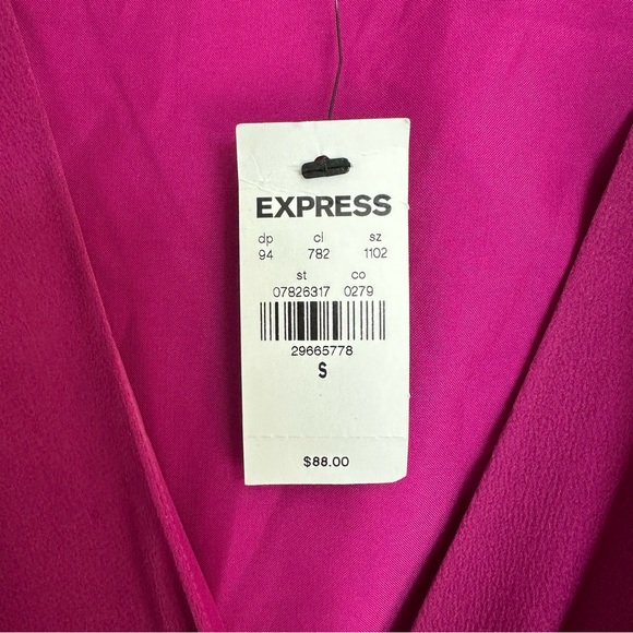 Express Silky Magenta Fuchsia Faux Wrap Dress - Picture 2 of 5